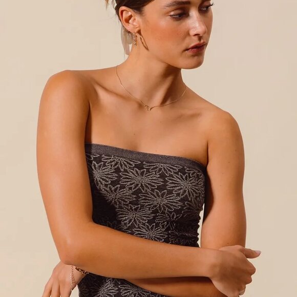 SO ME Jacquard Floral Two Tone Seamless Tube Top - Picture 11 of 16